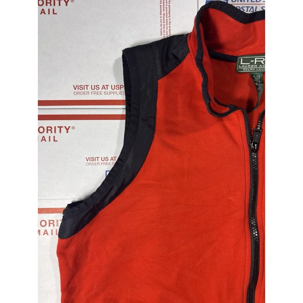 Lauren Ralph Lauren Active‎ Vest Women's XLarge Red Full Zip Sleeveless Pockets